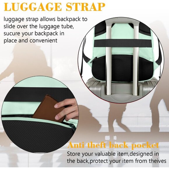 🆕Matein Men Mint Green Travel Business Anti Theft Slim Sturdy Laptops Backpack - Picture 4 of 10